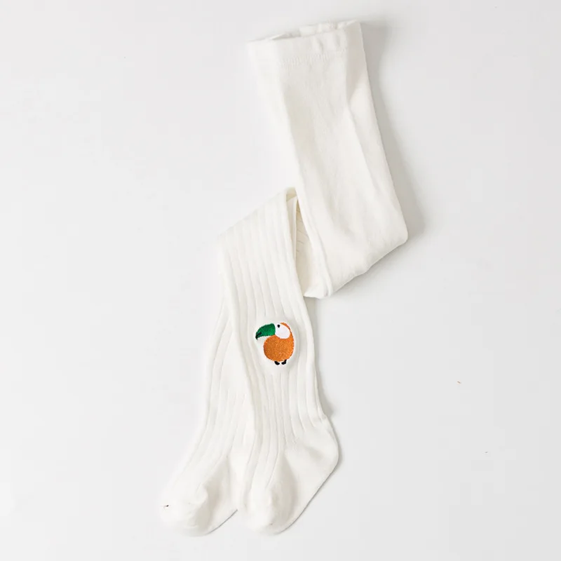 white Autumn Winter Tights for Baby Girls Toddler Infant Kid Tights Children Cartoon Embroidery Tights Stockings Cotton Warm Pantyhose - Цвет: white