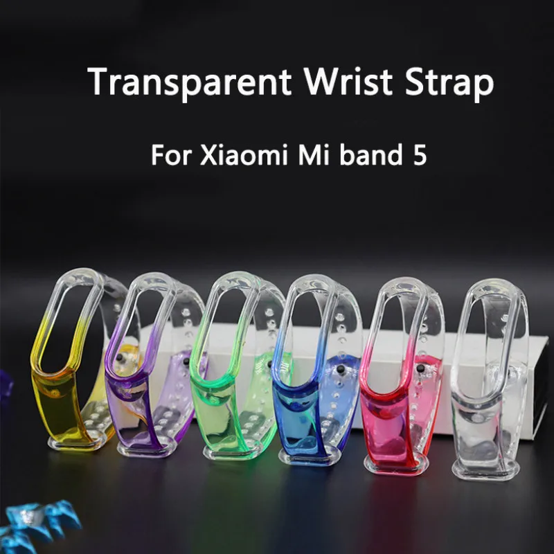 1Pc Fashion Transparent Strap Replacement Bracelet For Xiaomi Mi band 5 Portable Durable Colorful Band | Электроника