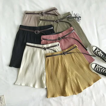 

Street fashions Shorts women 2020 Summer New Korean Wild Thin Drape Pleated Elastic High-Waisted Shorts Female with Belted