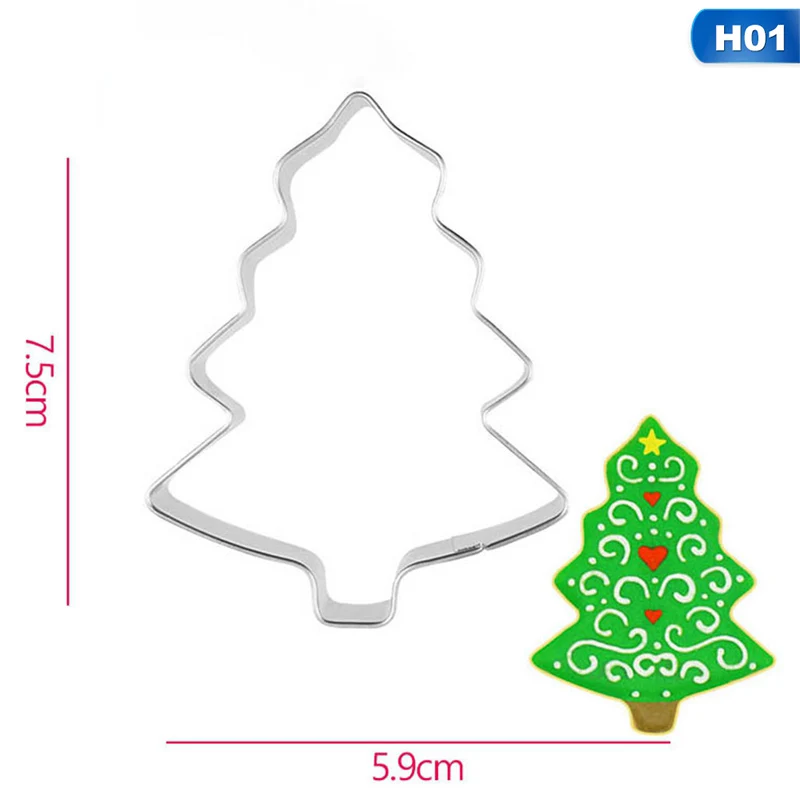 Stainless Steel Biscuit Mould Santa Claus Shape Fondant Cake Mold DIY Sugar Craft Xmas 3D Pastry Cookie Cutters Cake Tools - Color: 01