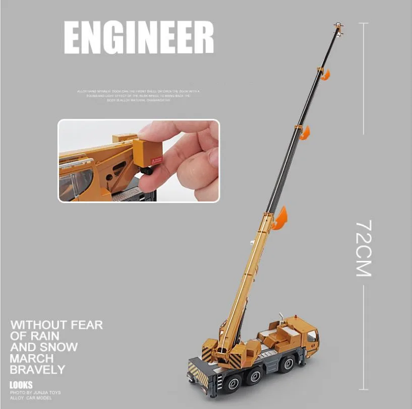  Wholesale alloy engineering vehicle model1:50 wheeled crane alloy car modelengineering crane toyfre