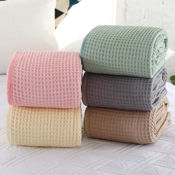

5pcs/lot Cotton Waffle Summer Throw Blanket for Sofa Bed Toddler Wrap Blanket Nap Throw Blanket for Car Office