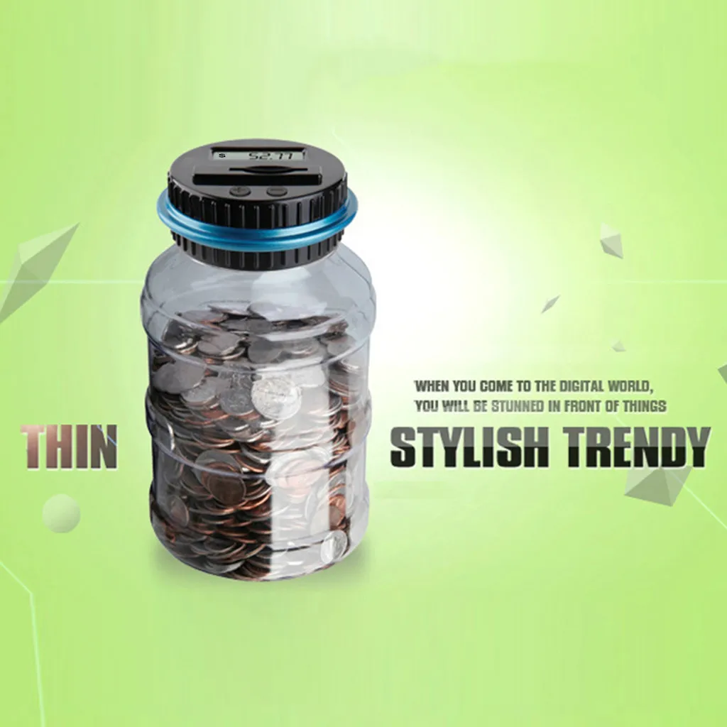 

Digital Coin Bank Savings Jar by Transparent Digital Energy Clear Jar With LCD Display Accept All US coins