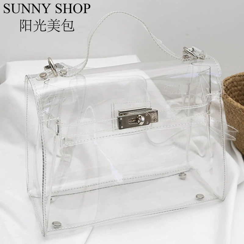 SUNNY SHOP, женская прозрачная сумка, Желейная сумка, дизайнерская прозрачная сумка, ПВХ, модная сумка через плечо, роскошная, прозрачная, повседневная сумка