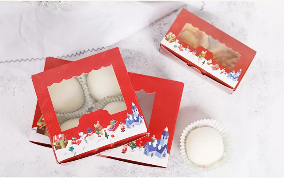 JO жизни 10 шт. Рождество яйцо Тарт, пирожное коробка с прозрачным ...