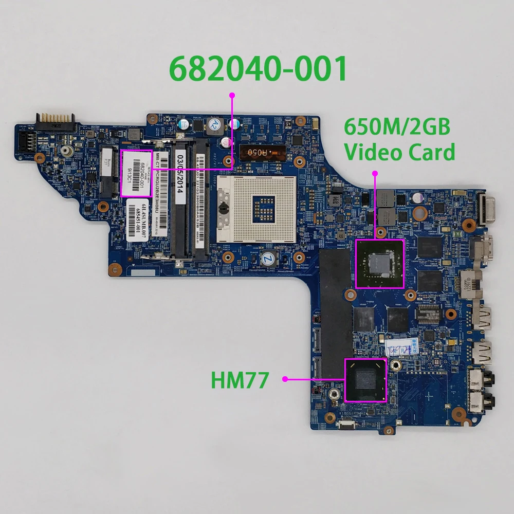 Материнская плата для ноутбука HP ENVY DV7 7000 Series 682040 501 001 601 HM77 650M/2G