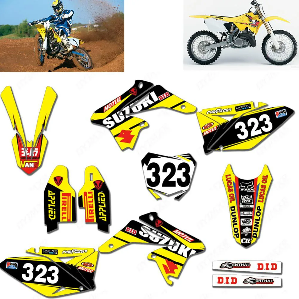 Новая команда графика фоны наклейки Наборы для Suzuki RMZ250 RM-Z 250 RMZ 250 2007 2008 2009