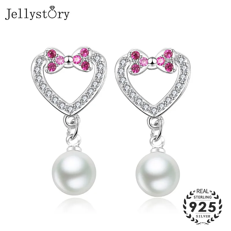 Jellystory 925 пробы серебряные серьги с В форме сердечка Пресноводная жемчужина