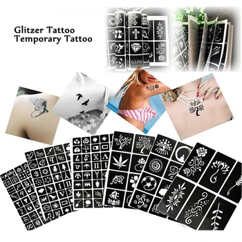 

Reusable Sticker Tattoo Stencils Folder,Painting Template Airbrush Glitter Henna Tattoo Stencil Set Tattoo pigment supplies