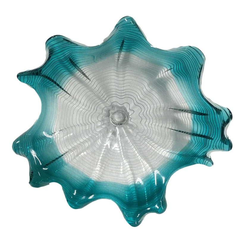 A4871-Hand Blown Platter Murano Glass Red Clear Plates Home Wall Decoration 5