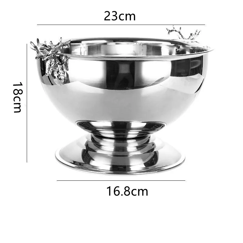 Ice Bucket 304 Stainless Steel Ice Box Deer Head Ear Champagne Bowl 3L Bucket Double Wall Food Grade Cooler Beer Ice Bucket Bar Supplies