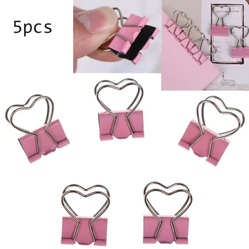 

3.5*2.5cm 5Pcs/lot Pink Color Metal Binder Clips Notes Letter Heart Shape Paper Clip Office Learning Supplies