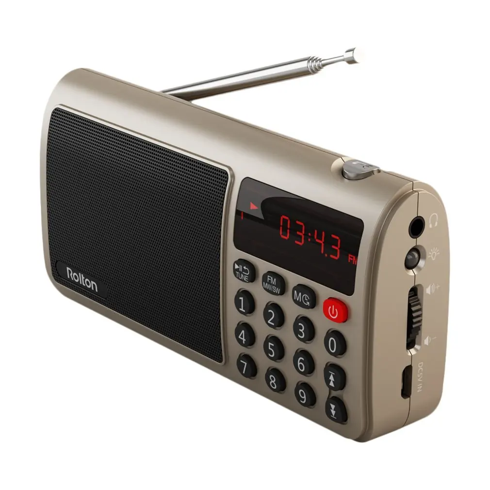 

Rolton T50 Portable High Sensitivity World Band FM/MW/SW Stereo Radio Speaker Mp3 Music Player Memory Card for PC Computer