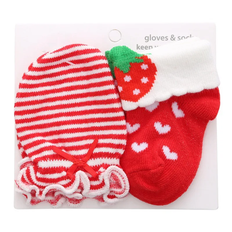 Детские носки для новорожденных девочек; наборы перчаток; полосатые Нескользящие хлопковые гетры с бантиком