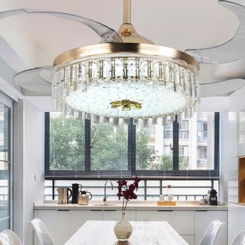 

LED Ceiling Fan Light Modern Minimalist Ceiling Fans Light Golden Three-color Dimming Ceiling Fan with Light