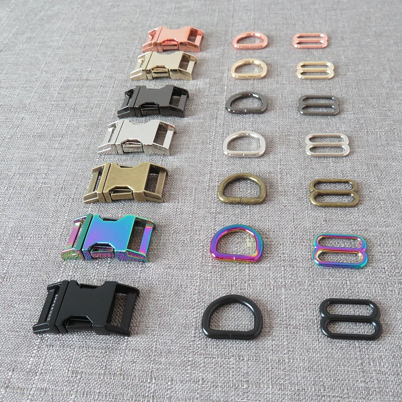 

20 sets 20mm Heavy metal side release buckle D ring belt slider for pet dog collar paracord sewing accessory connect buckle