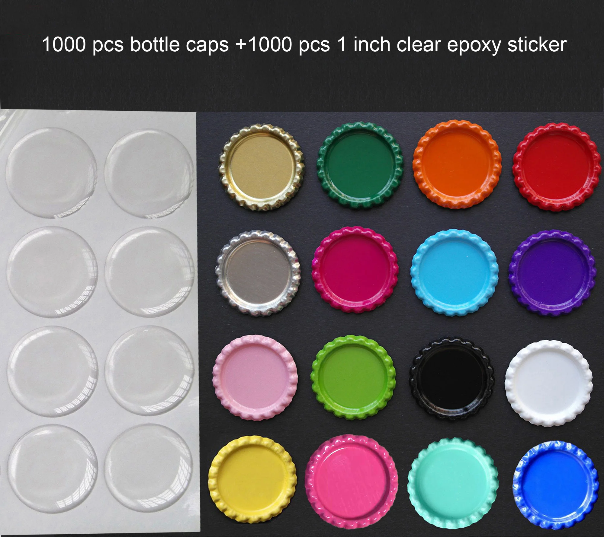 Free Shipping 1000 Pcs Double Side Colored Flattened Bottle Caps With