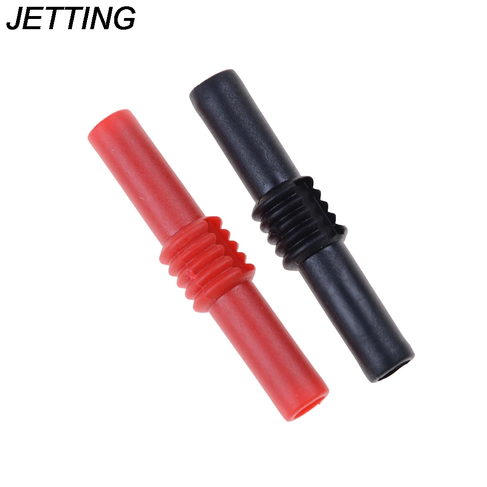 

JETTING 2pcs PVC Black+Red 4mm Banana Plug Coupler Socket Female Adapter Extension Insulated Banana
