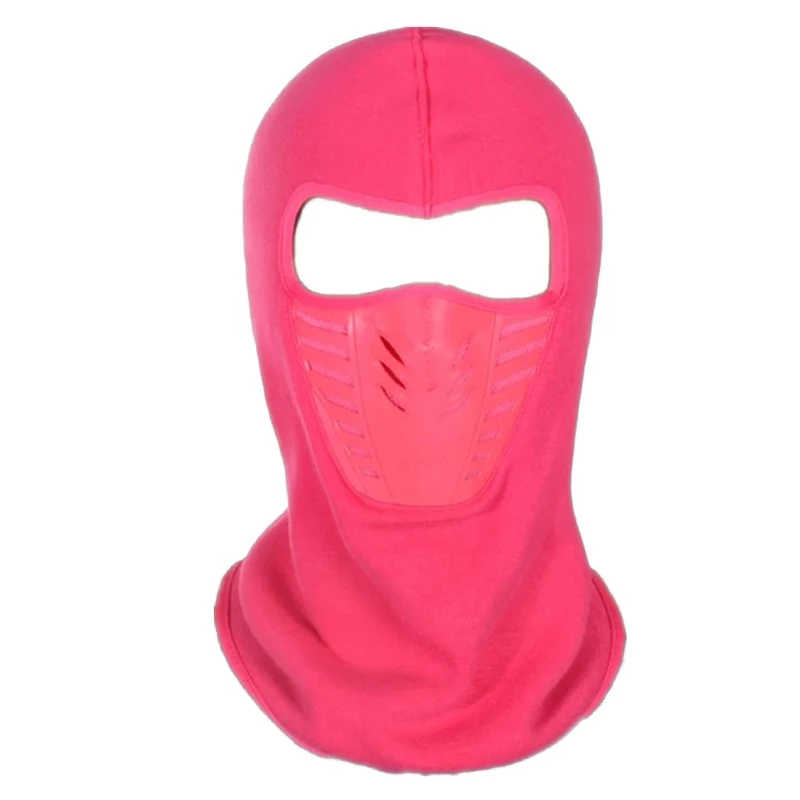 

New Hot Cold winter hood mask solid color warm wind riding cap color: rose red thin section