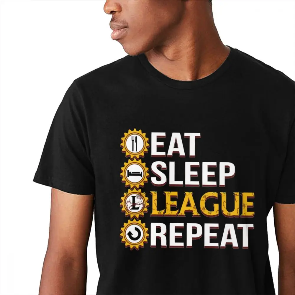 Круглый вырез Eat Sleep игровая Лига повторная футболка с кружевными рукавами принт Мужская Удобная футболка американский размер S-6XL