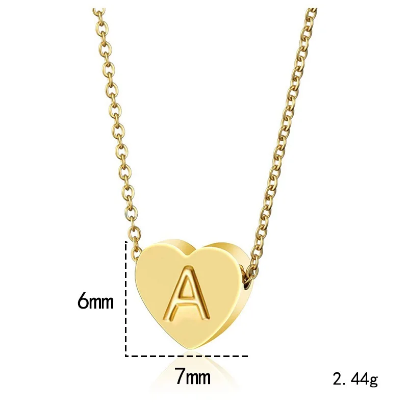 XINSOM Fashion Tiny Heart Initial Necklace Gold Color Stainless Steel Letter Name Necklace For Women Pendant Jewelry 20XS820