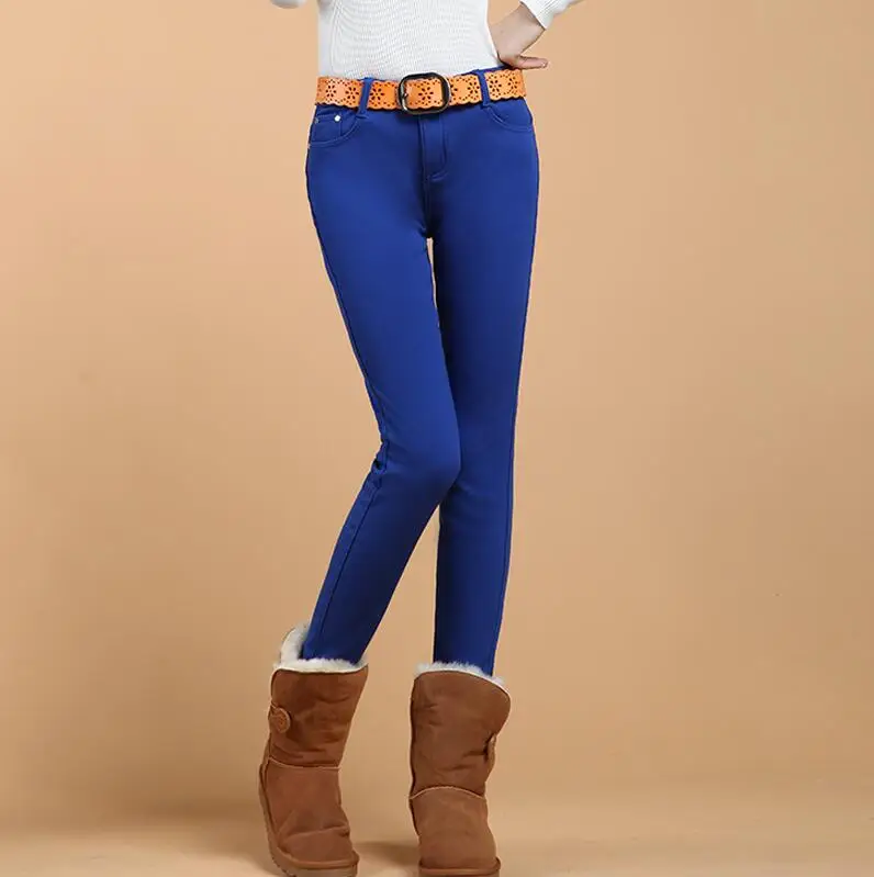 royal blue Теплые штаны, женские плотные зимние леггинсы, женские теплые флисовые зимние леггинсы больших размеров, женские бархатные офисные Осенние леггинсы - Цвет: royal blue