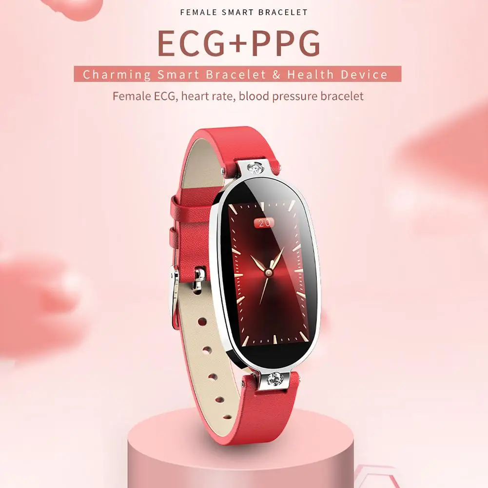 B79 женский умный Браслет Bluetooth фитнес-трекер PPG ECG кровяное давление напоминание цветной экран здоровье водонепроницаемые часы