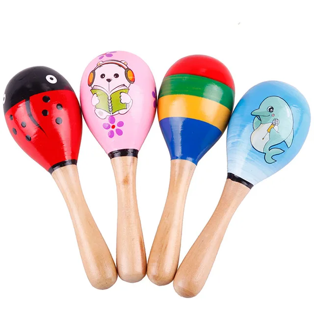 Fashion New Practical Hot Wooden Maraca Wood Rattles Kid Musical Party Favor Child Baby Shaker Toy #27398 2