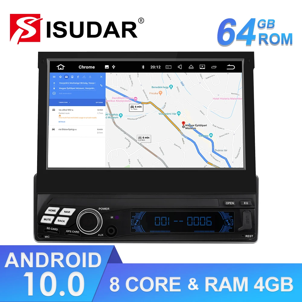 Isudar универсальный автомобильный мультимедийный плеер 1 Din Android 9 7 дюймов съемный