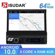 Isudar-reproductor Multimedia Universal para coche, 1 Din, Android 10, pantalla táctil desmontable de 7 pulgadas, Octa Core, Radio Estéreo, GPS, RAM de 4GB