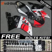Пользовательские мотоцикла хомут для YZF-R6 1998 1999 2000 2001 2002 ABS пластик мотоциклов корпус обтекатель, цвет красный, белый+ подарки