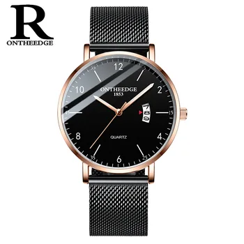 

Men Quartz Watch Fashion Unisex Business Casual Waterproof Luminous Rose Gold Black Color Clock Stainless Steel Mesh Gift 2019