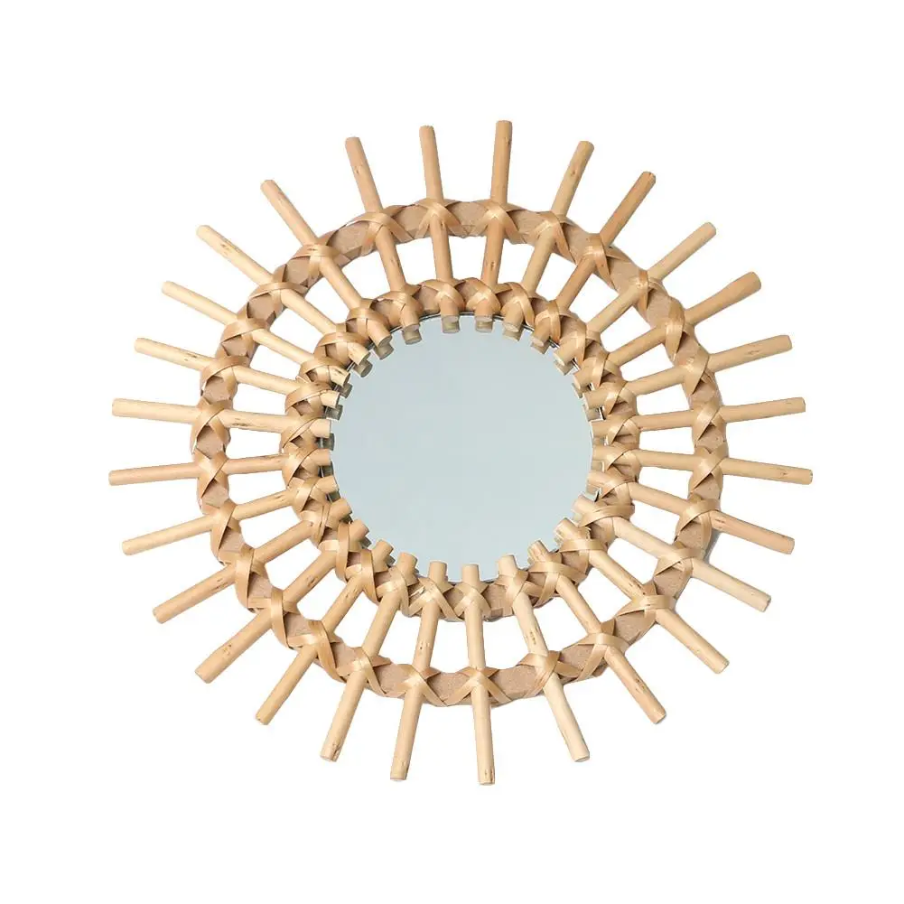 Инновационное художественное украшение круглое зеркало для макияжа Туалетная ванная комната нордический основной цвет плетеное Настенное подвесное зеркало