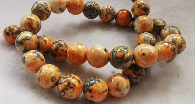 Light Marble Stone Bead Bracelet - 10mm