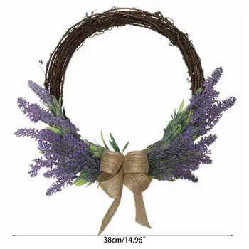 

Artificial Flowers Lavender Bow Wreath Spring Wreath Outdoor for Front Door 449E