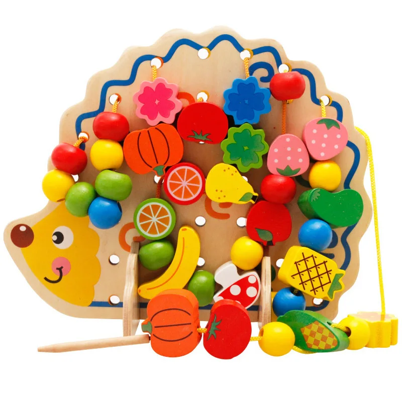 

MWZ Children Fun Hedgehog Fruit Beaded Bracelet Threading Wooden Toy Early Childhood Educational Beaded Bracelet Bead-stringing