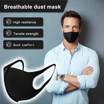 

3PCS Washable Anti-Dust Mask Black Cycling Mouth Face Respirator Mask For Adults