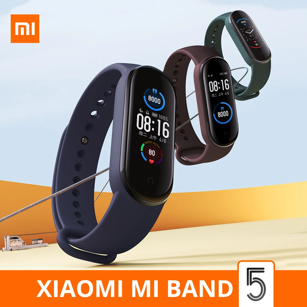 Смарт браслет Xiaomi Mi Band 5 4 цвета AMOLED экран смарт фитнес трекер спортивный Bluetooth