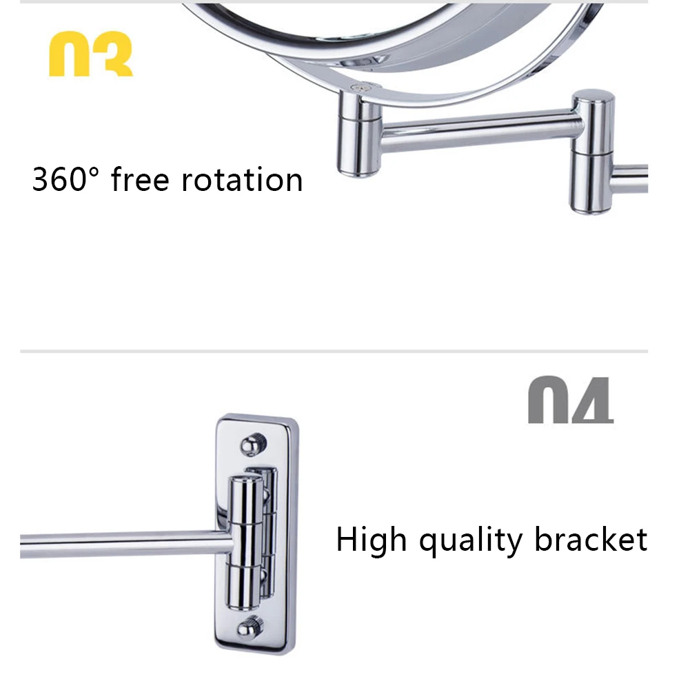 Лидер продаж, настенное зеркало для макияжа, светодиодный светильник, двустороннее зеркало с поворотом на 360 градусов, 5X Увеличение для ванной комнаты, TK-ing