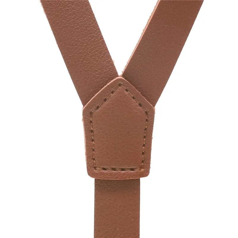 Adult/Kid Fashion Father/Son Leather Suspenders Men Boy Belt Pu Leather Clip-on Slim Braces Suspenders 1.5cm Width