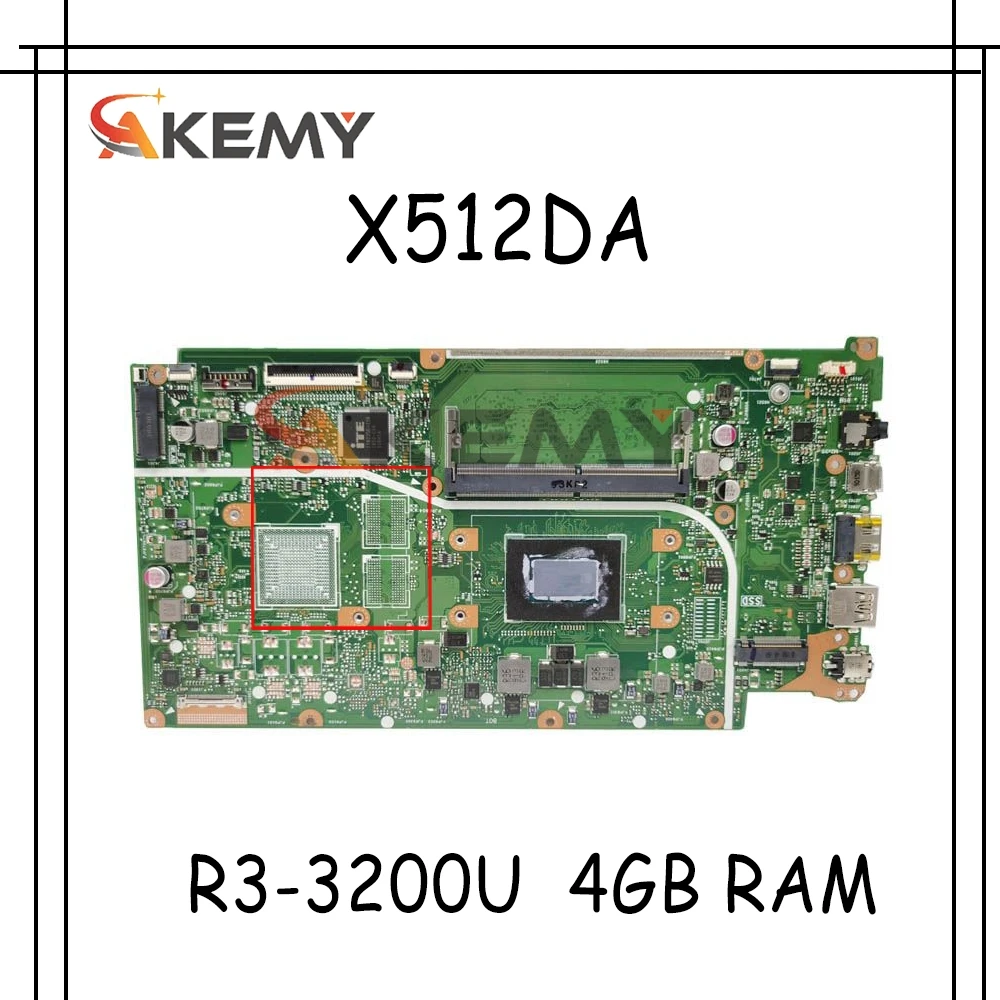 Akemy для ASUS VivoBook 15 X512DA X512DAK X512D F512D X512DA-SS3505T Laotop материнская плата R3-3200U ЦП 4 Гб ОЗУ |
