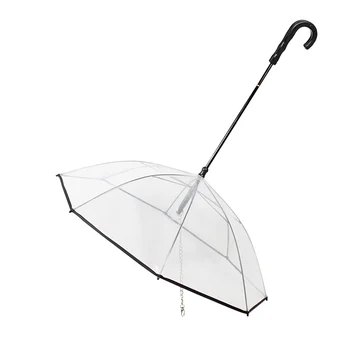

2020 New Portable Transparent Pet Umbrella Small Dog Rain Gear With Chain Keep Dry Outdoor Tool Drop Ship Support