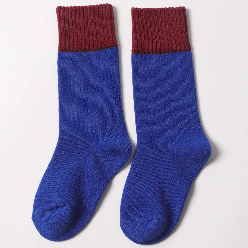 Модные носки осенне-зимние теплые удобные носки для мальчиков и девочек хлопковые детские свободные носки гольфы для маленьких От 1 до 10 лет - Цвет: dark blue
