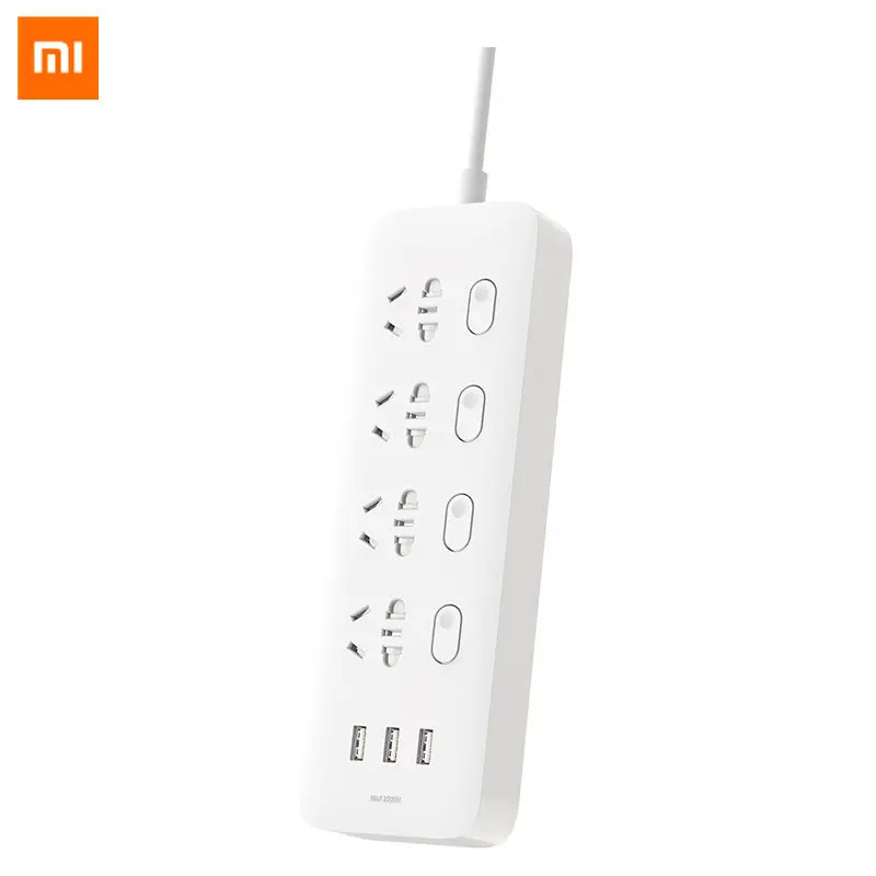 Xiaomi Mijia Power Socket Strip Con Interruttore Di Controllo 3 Usb 4 Porte Big Plug Extension Patch Board Eu 2500W Per Smart Xiaomi Home