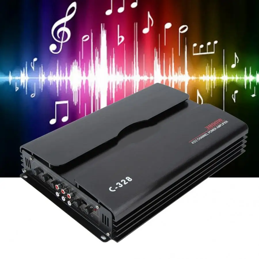 12V 4 канальный автомобильный усилитель высокого Мощность Hi-Fi стерео аудио усилитель звука внешний охлаждающих радиаторов и отверстием для выделения тепла