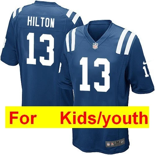 Youth Индианаполис#13 TY Hilton#12 Andrew Luck#18 Peyton kidsning футбольные майки - Цвет: Серый