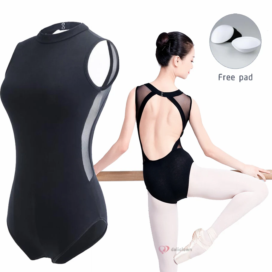 Maillots de baile de Ballet para mujer, ropa de gimnasia para adulto, malla negra Sexy con Espalda descubierta, 2021