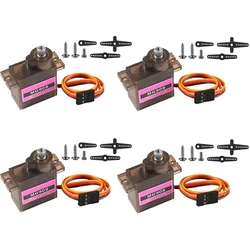 Micro servomoteur à engrenages métalliques MG90S 9G, 4 pièces, Kit de Mini servomoteurs pour bras/main/projet de marche, voiture, hélicoptère, avion 
