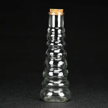 

1PC 400ml Tower Cork Juice Bottle Beverage Lead-free Glass Bottle Lemon Juice Cup Eight Bottle Jug Art Glassware Cocktail Bottle