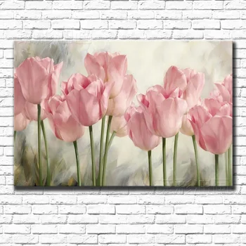 

Tulip Plant Flowers Oil Painting Shop Front Home Decoration Hotel Hanging Decorative Painting Cuadros Decoracion Salon Wall Art